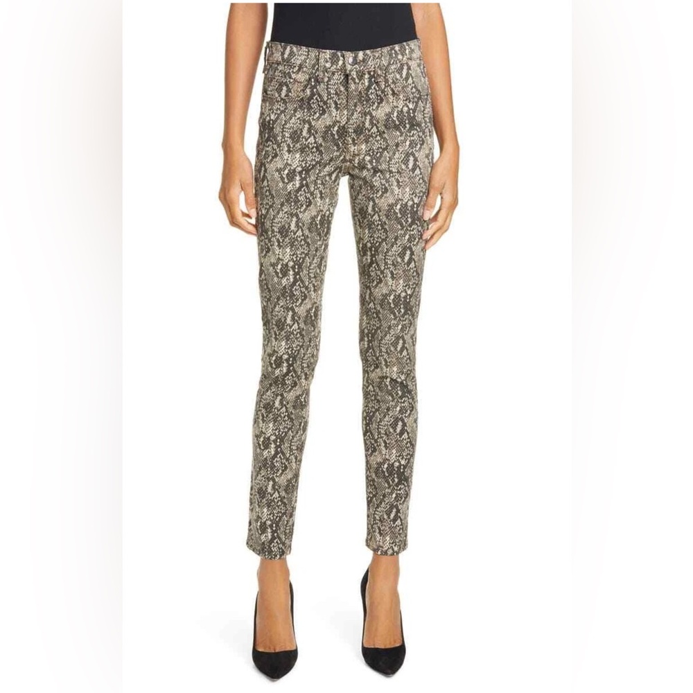 Veronica Beard Kate Skinny High Rise Nude Snake Print Jeans